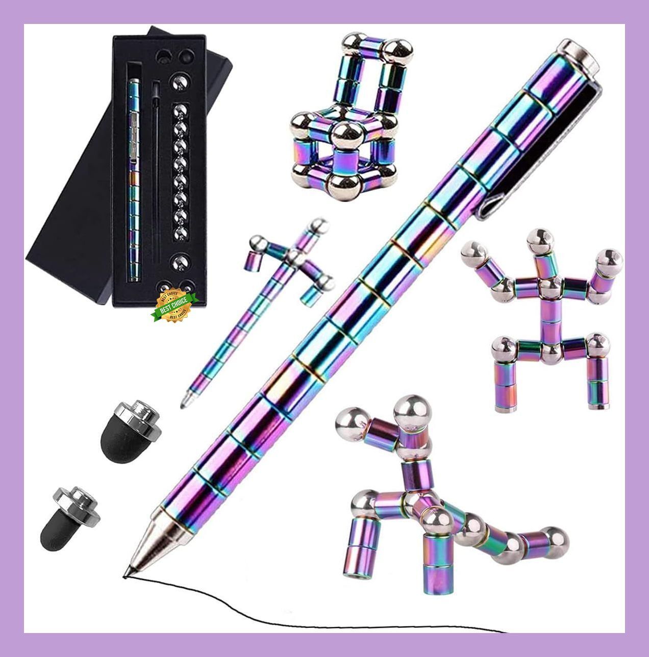 jp enterprise Rainbow Color Magnetic Decompression Magnetic Metal Multi-function Pen-picture-19