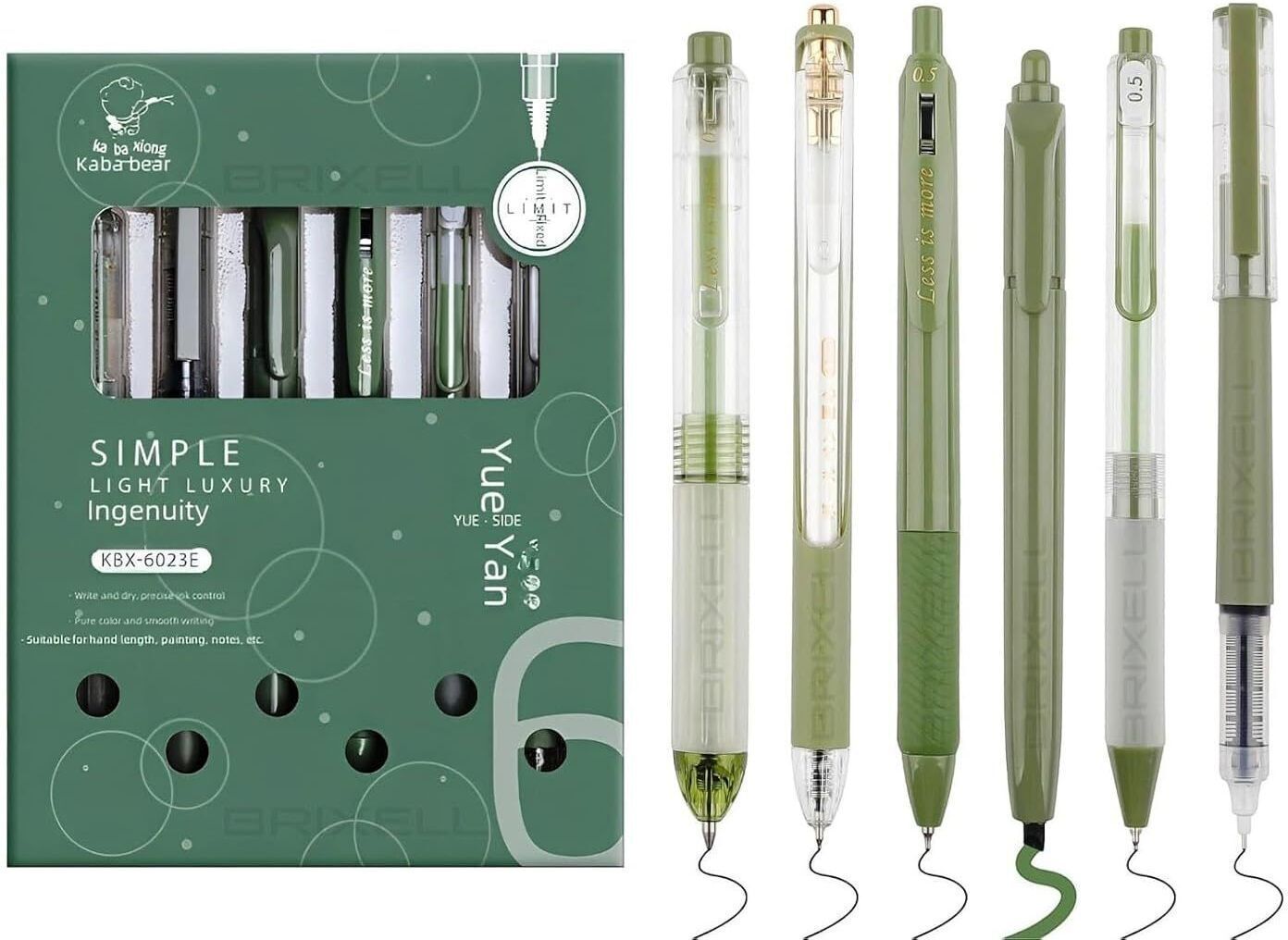 6 Pcs Cute Aesthetic Blue Ink Gel Pen Set (5 Gel Pens + 1 Highlighter,0.5mm) Gel Pen-image-27