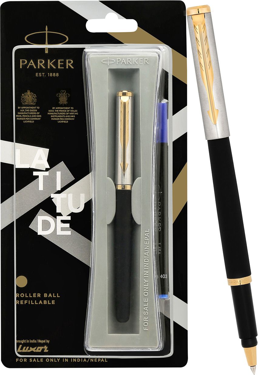 Latitude Matte Black |Gold Trim | Roller Ball Pen-image-40