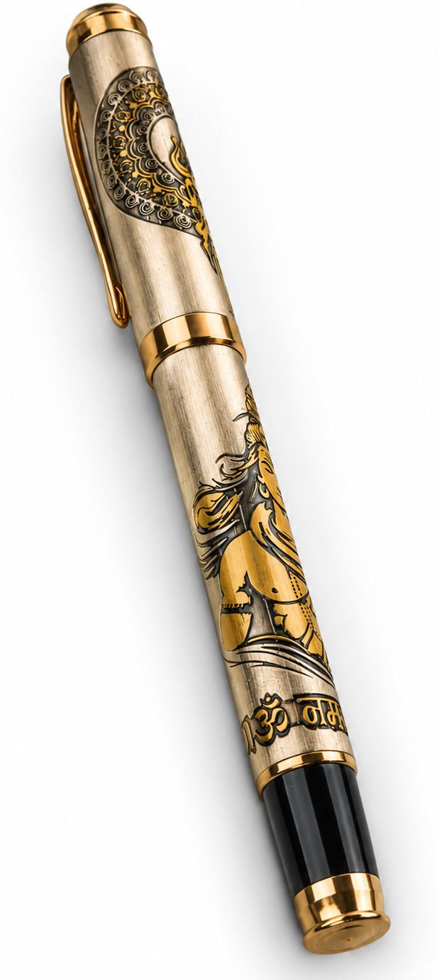 rynochi Premium Mahadev Metal Roller Ball Pen Luxury & Gold Finish Smooth Blue Ink Ball Pen-picture-14