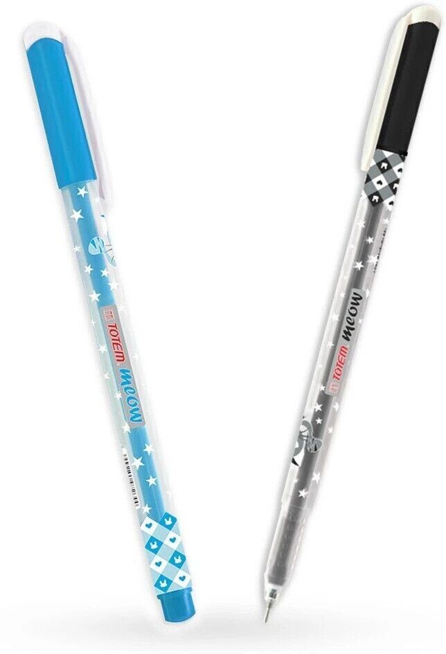 totem Meow 50 Pens (30 Blue & 20 Black) | 0.7 mm Tip | Themes Cats | Pens for Writing Ball Pen-picture-1