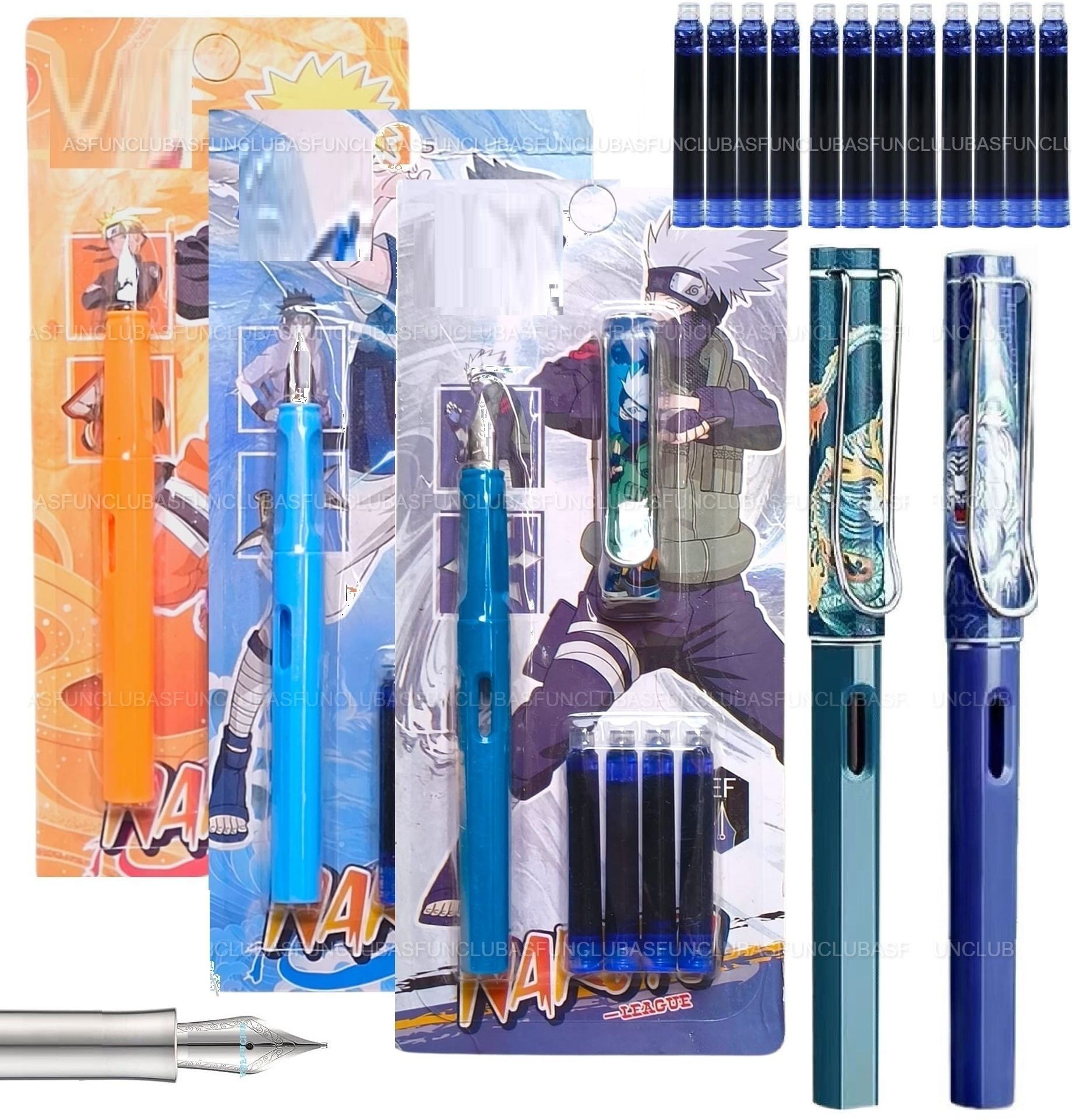 asfunclub Fountain Pen Set with 12 Refile Pen for Office Calligraphy Pen Stationery Items Pen Gift Set-picture-17
