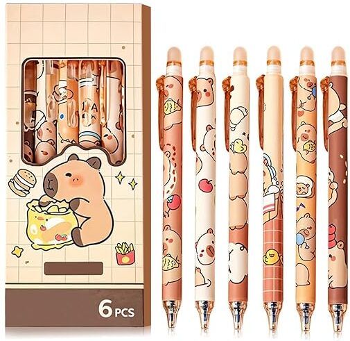Capybara 6Pcs Erasable Pens Click Erasable Pens for Stationeries Gift Set Gel Pen-image-8