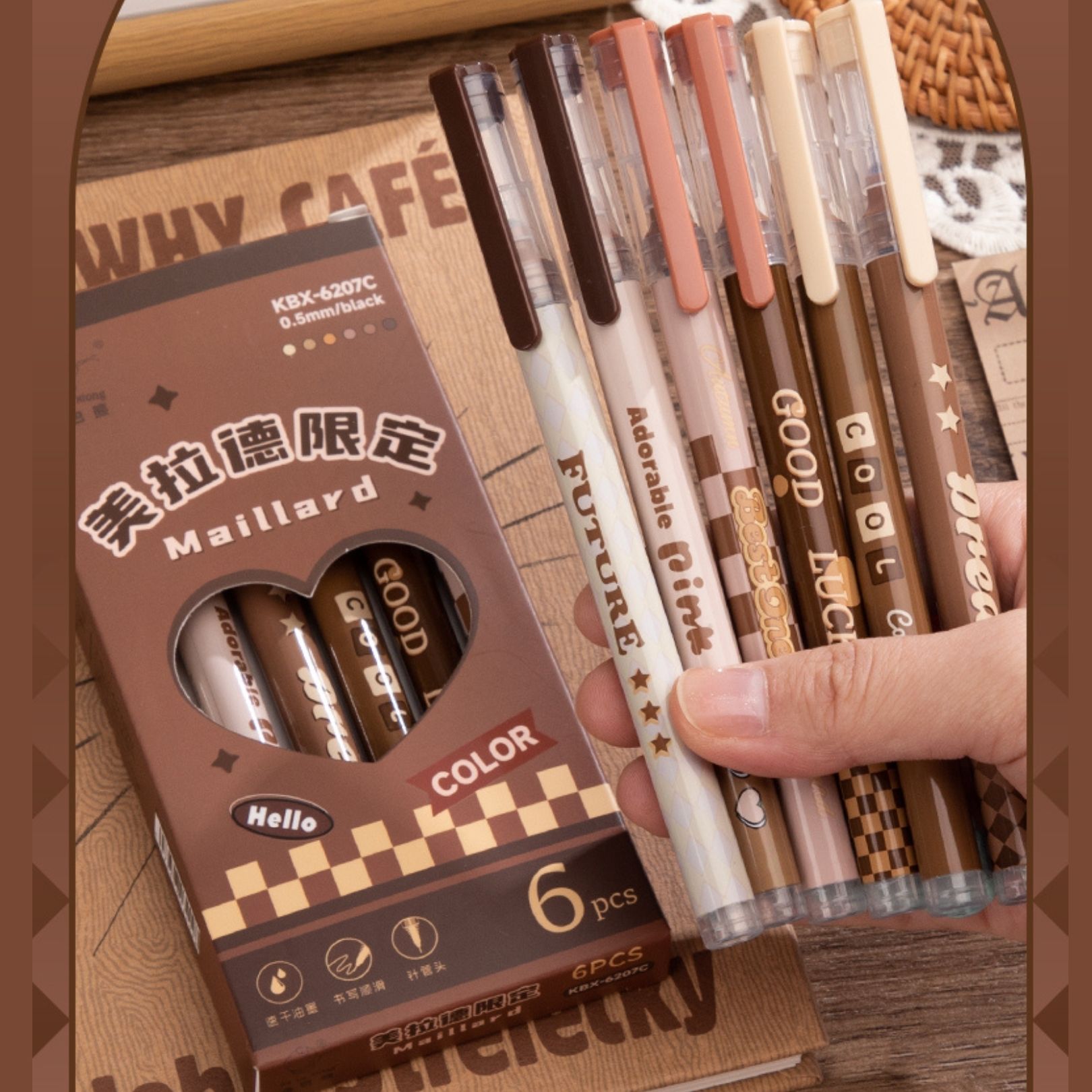 a r international Aesthetic Gel Pen Set Pack of 6 Smooth Writing 0.5mm Ball Pen-picture-37
