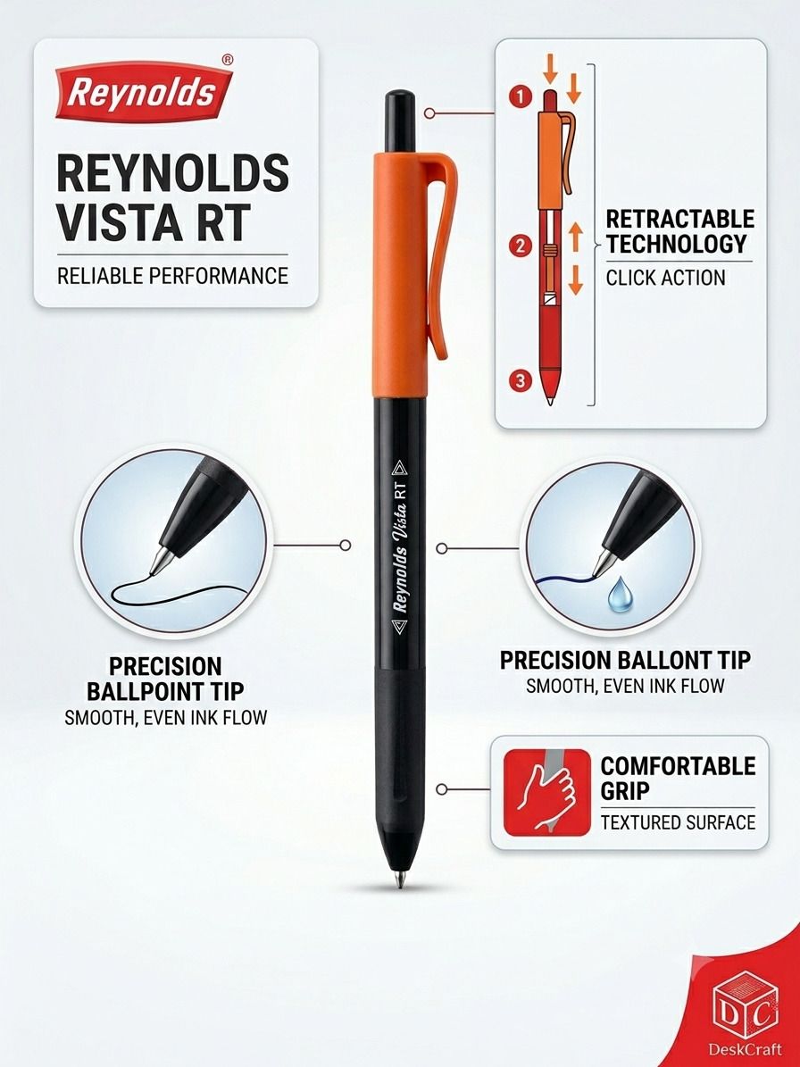Reynolds Vista RT Retractable Ball Pen Jar - Pack of 60 (0.7 mm Tip) Ball Pen-picture-12