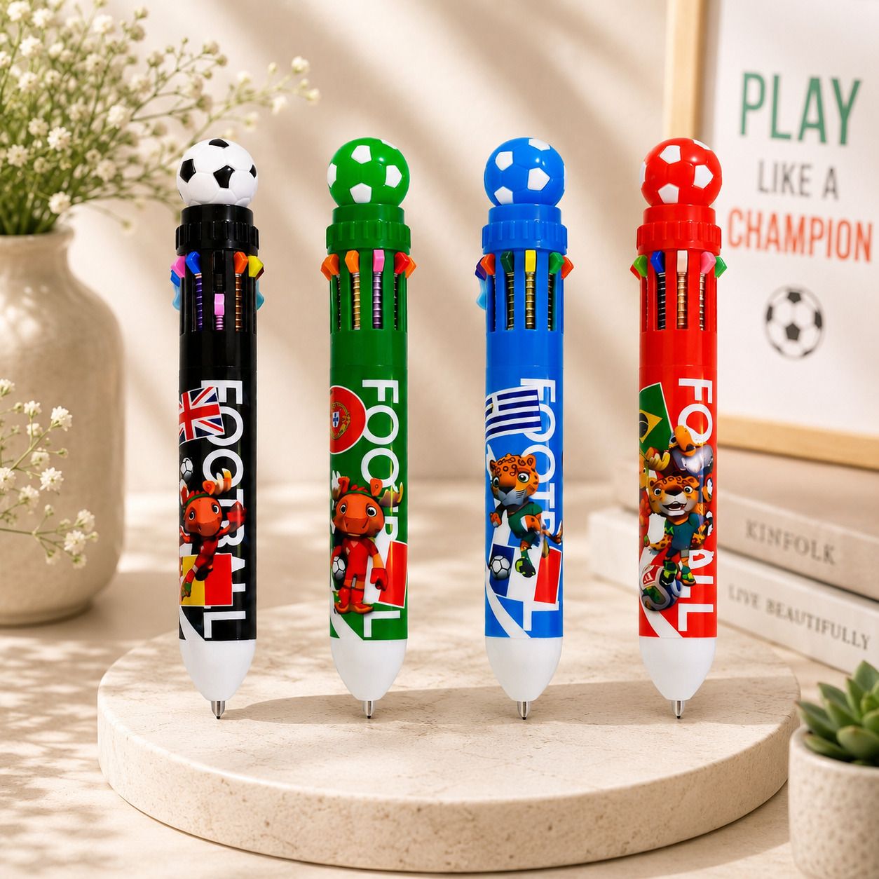 vritti 10 in 1 Multicolor Football Ball Pen | 10 Color Retractable Ball Pen for Kids Ball Pen-picture-20