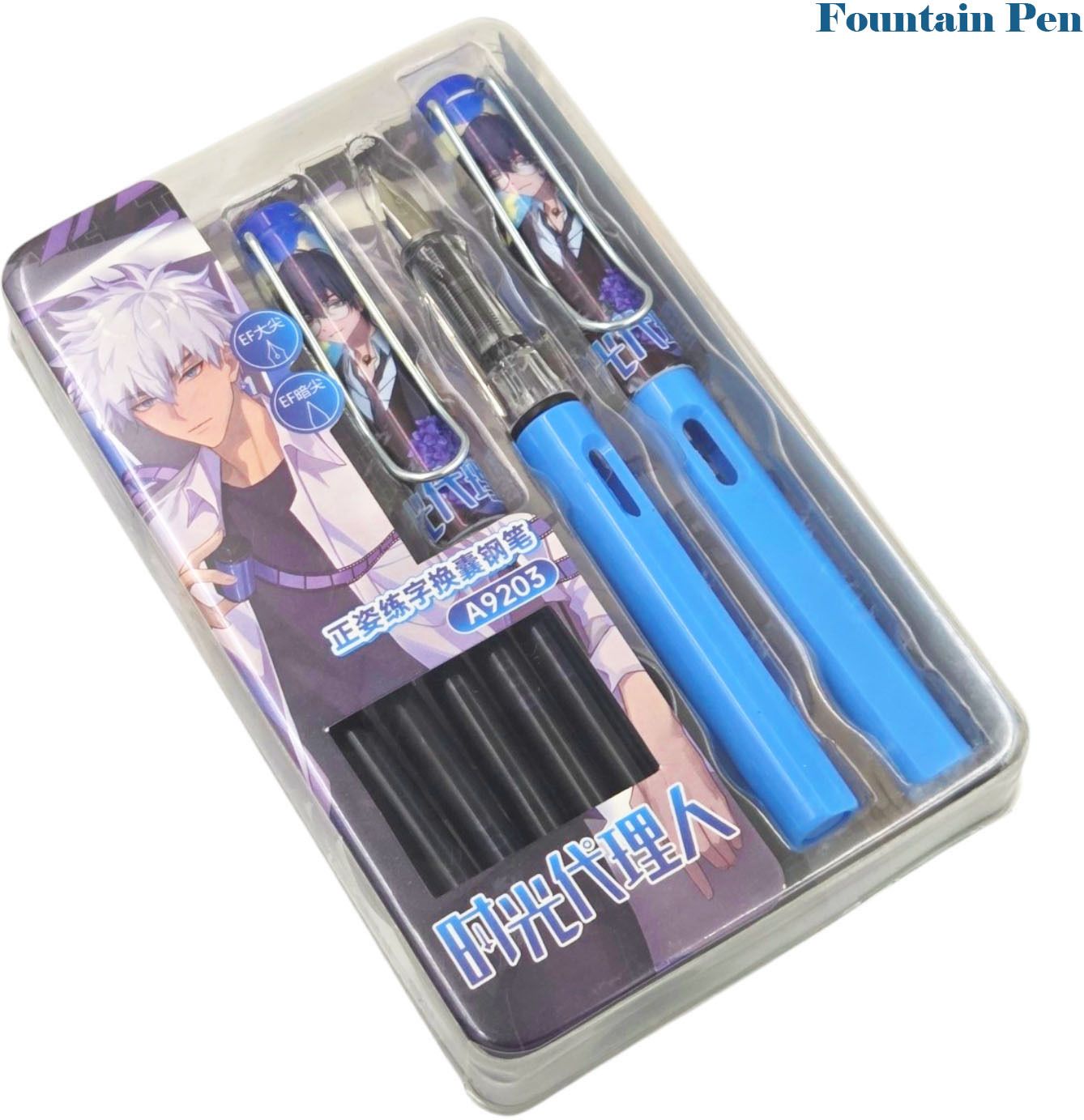 poksi Premium Fountain Pen Gift Set with 2 Pens & 5 Ink Cartridges for Students Fountain Pen-picture-22