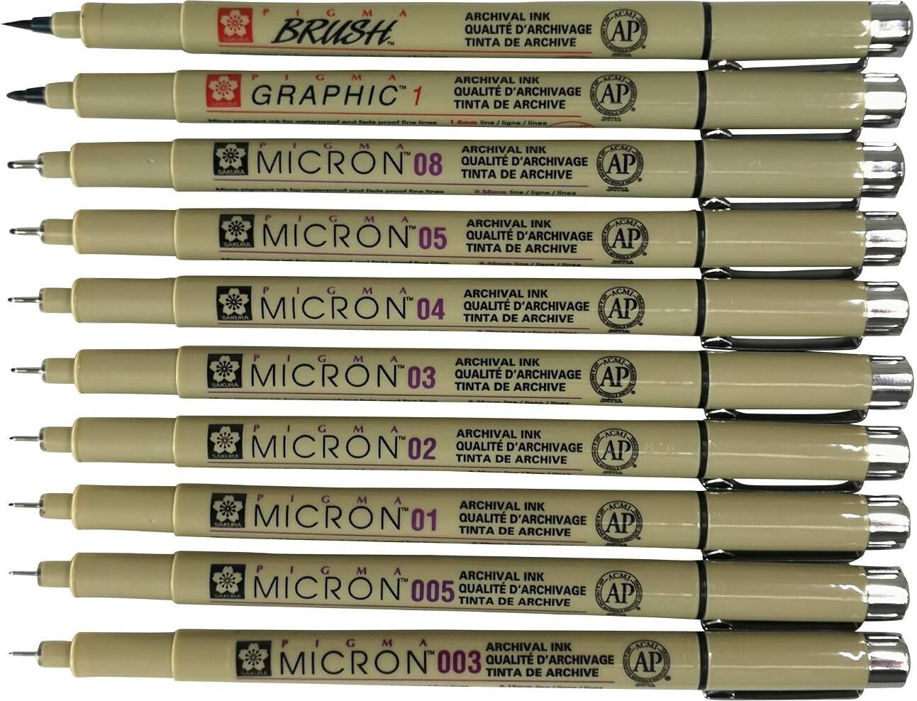 sakura Micro Fineliner pen 003, 005, 01, 02, 03, 04, 05, 08), Graphic 1 & Brush Pen Set Fineliner Pen-picture-0