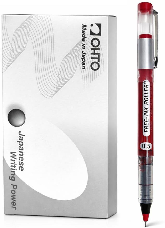 Free Ink Roller Needle Tip Pen 0.5mm Red | Pack of 12 | Fine Tip Writing Pen Roller Ball Pen-image-49