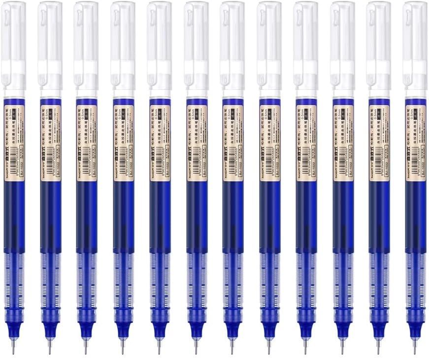 Blue Gel Pens, Quick-Drying 0.5mm Needle Tip Liquid Ink Rollerball Pens Roller Ball Pen