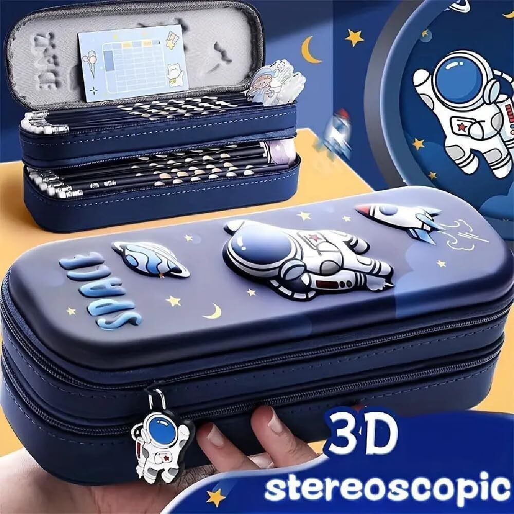 double decker pencil box space Art Polyester Pencil Box-image-22