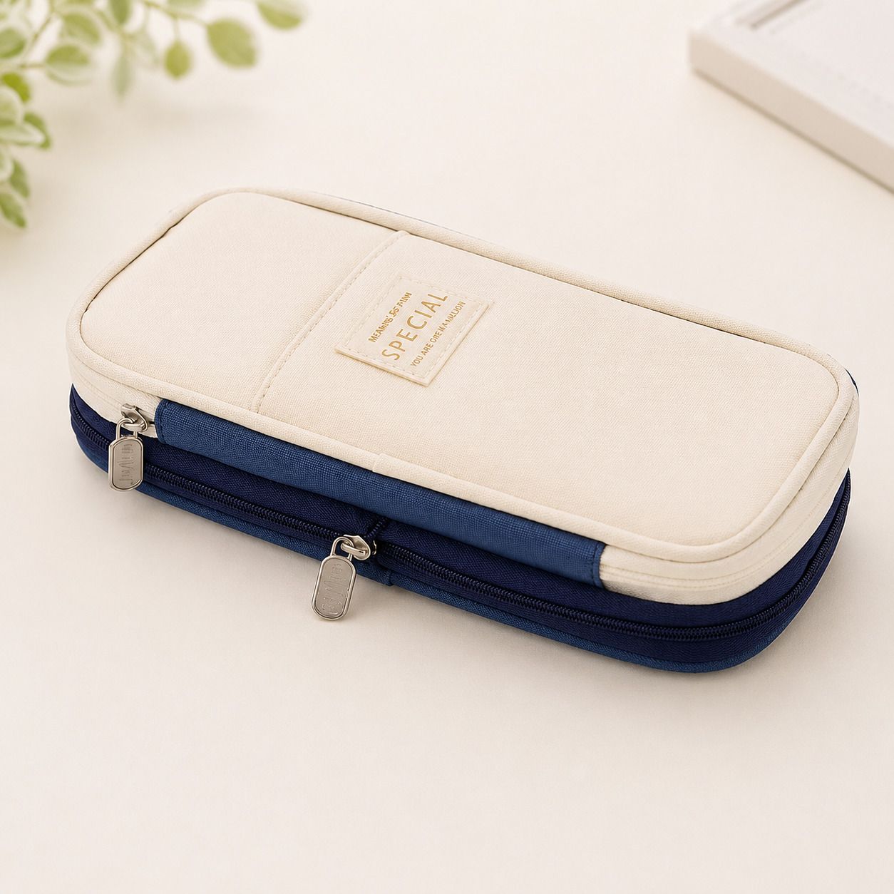 Expandable Storage Collection Plain, Solid Color, Minimalist Design Art Polyester Pencil Box-image-41