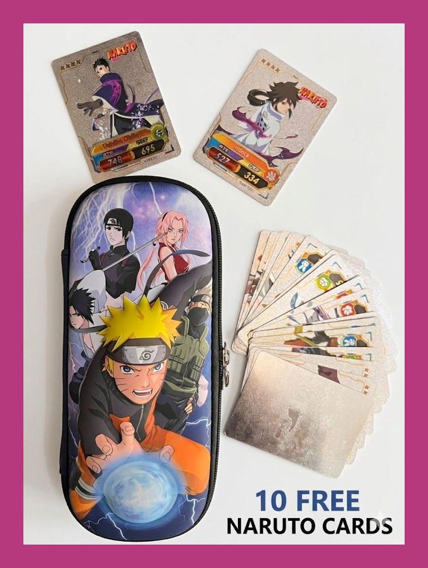 zizi Naruto Pouch & Free 10 Naruot Cards . Pouch: Durable, anime-print Cards 1 Art EVA Pencil Box-picture-10