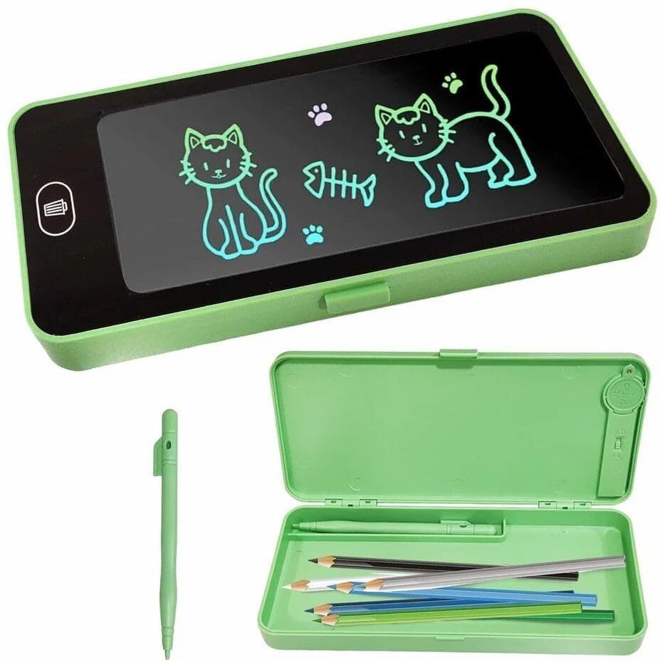degno 2 in 1 writing pencil box with LCD Writing Screen & erase button (Random Color) LCD Display for drawing Art Plastic Pencil Box-picture-31