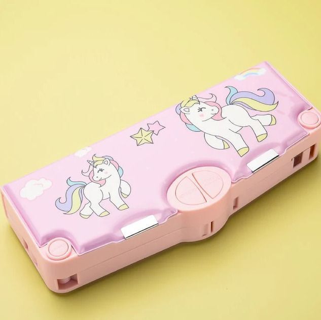 TRENDING FLIPKART RECOMMENDED HEAVY QUALITY MADE IDEAL FOR GIRLS STATIONERY MAGICAL UNICORN THEME MULTI LAYER MULTIPLE BUTTONS METAL COMPASS BOX Art Plastic Pencil Box-image-45