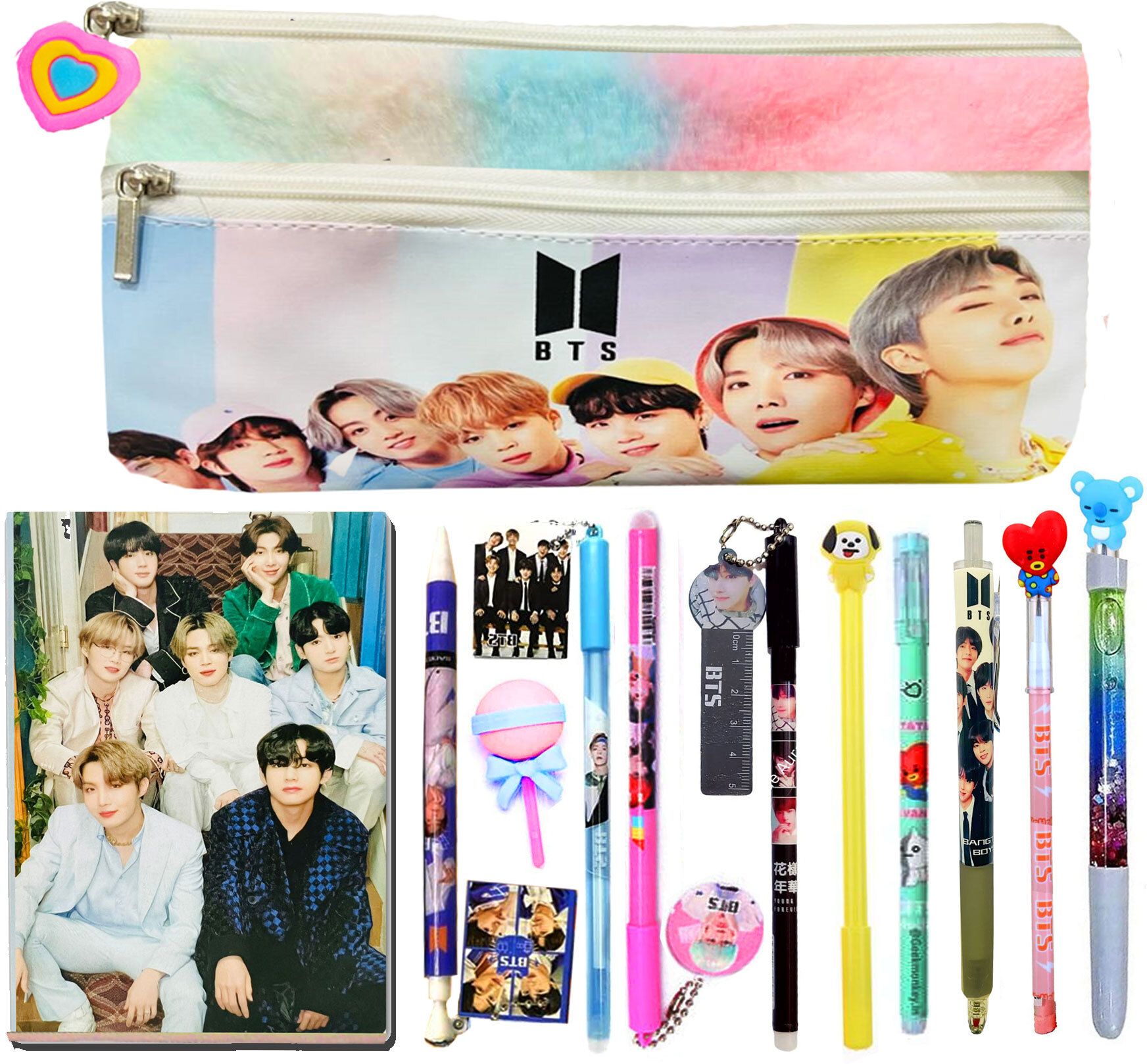 neel BTS Stationery Gift Set Combo-Pens/Pencil/BTS Pouch/Diary for Girls BTS All Stationery for BTS School Stationery Set BTSReturn Party Favor Gift Set For kids Art Polyester Pencil Box-picture-30
