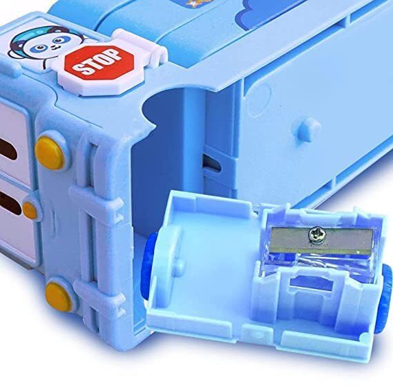 blue Bus Compass 2 Art Metal Pencil Box-image-9