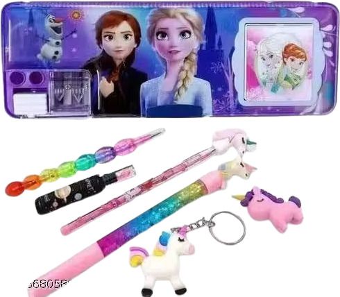 frozen pencil Box with Calculator & Dual Sharpener 1 Art Plastic Pencil Box-image-42