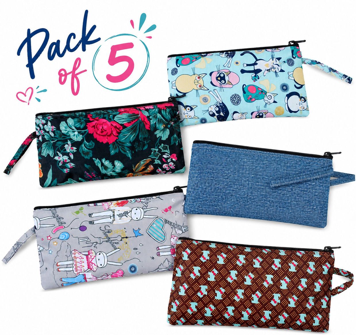 Pencil Pouch Printed, Floral Print, Solid, Multicolor print Art Polyester Pencil Boxes-image-24