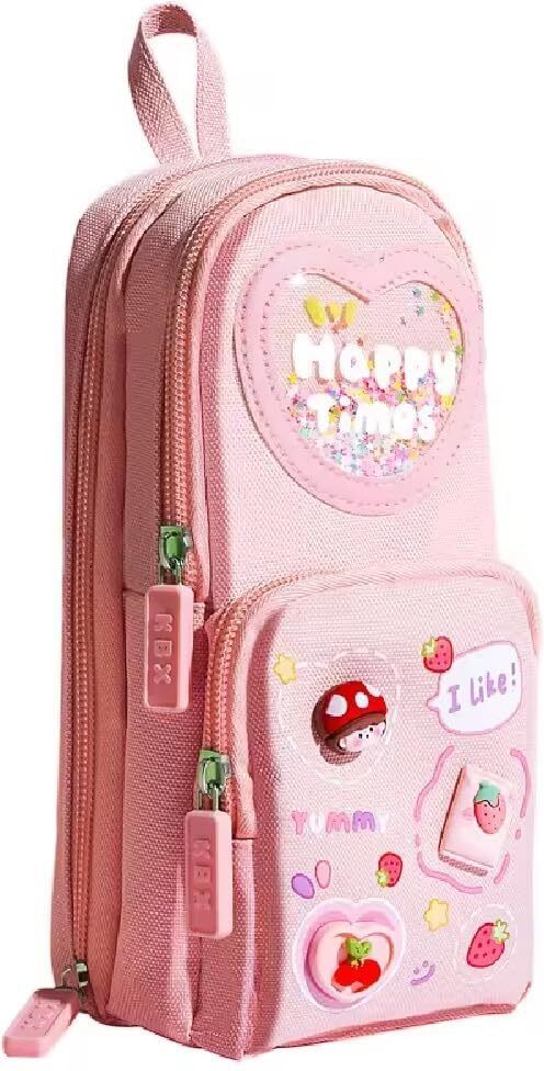 Happy Times Collectio Multi-Layer Zipper Case with Cartoon Print for Girls' Pencil Pouch and School Art Polyester Pencil Box-image-13