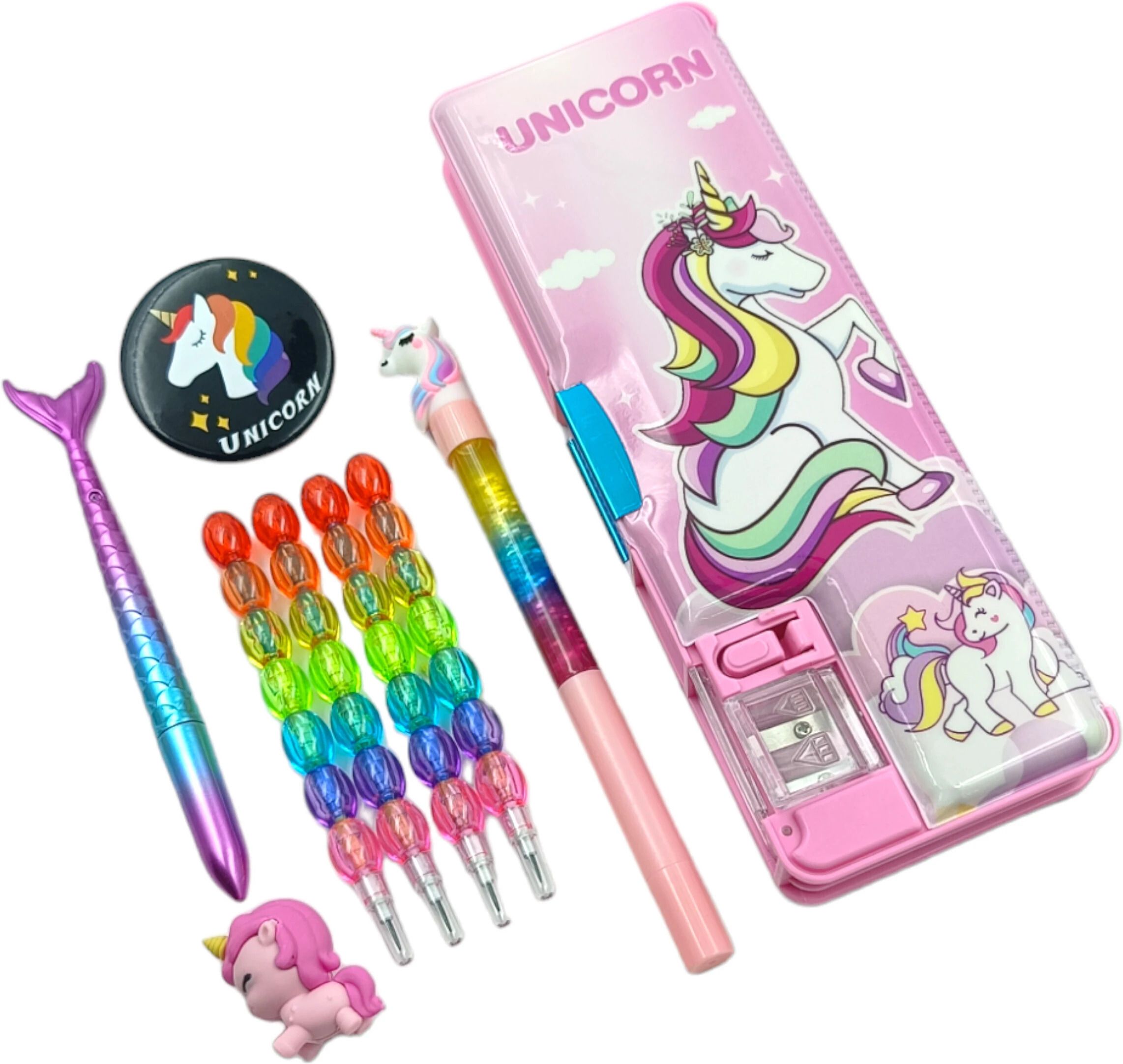 zaydanic Unicorn Pencil Box Magnetic Lock, Dual Compartments, Stationery School Kit, Cute Case inbuild LED Light for Girls, Kids, Students Art Plastic Pencil Box-picture-11