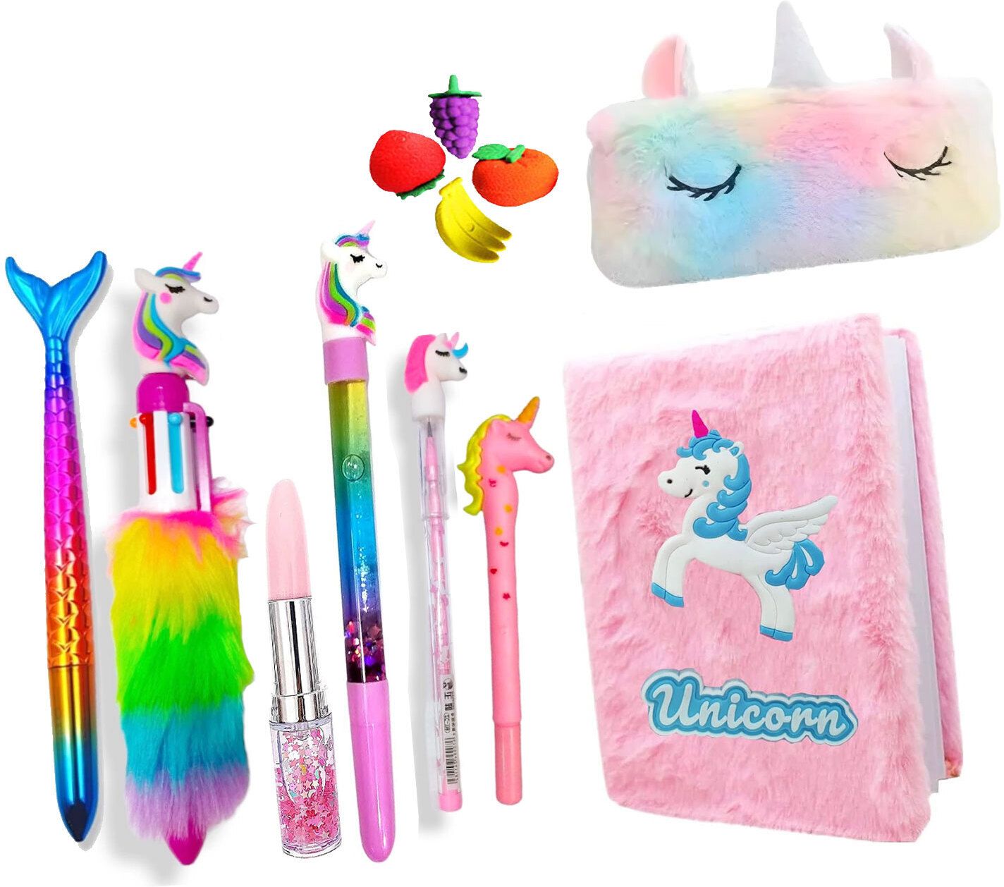neel 9-Pcs Unicorn Stationery combo for Girls Unicorn gift set for Diary/Pouch/Pen & pencil with stationery for Girls Unicorn Pencil Box Case for Kids Pencil Pouch Art Plastic Pencil Box-picture-18