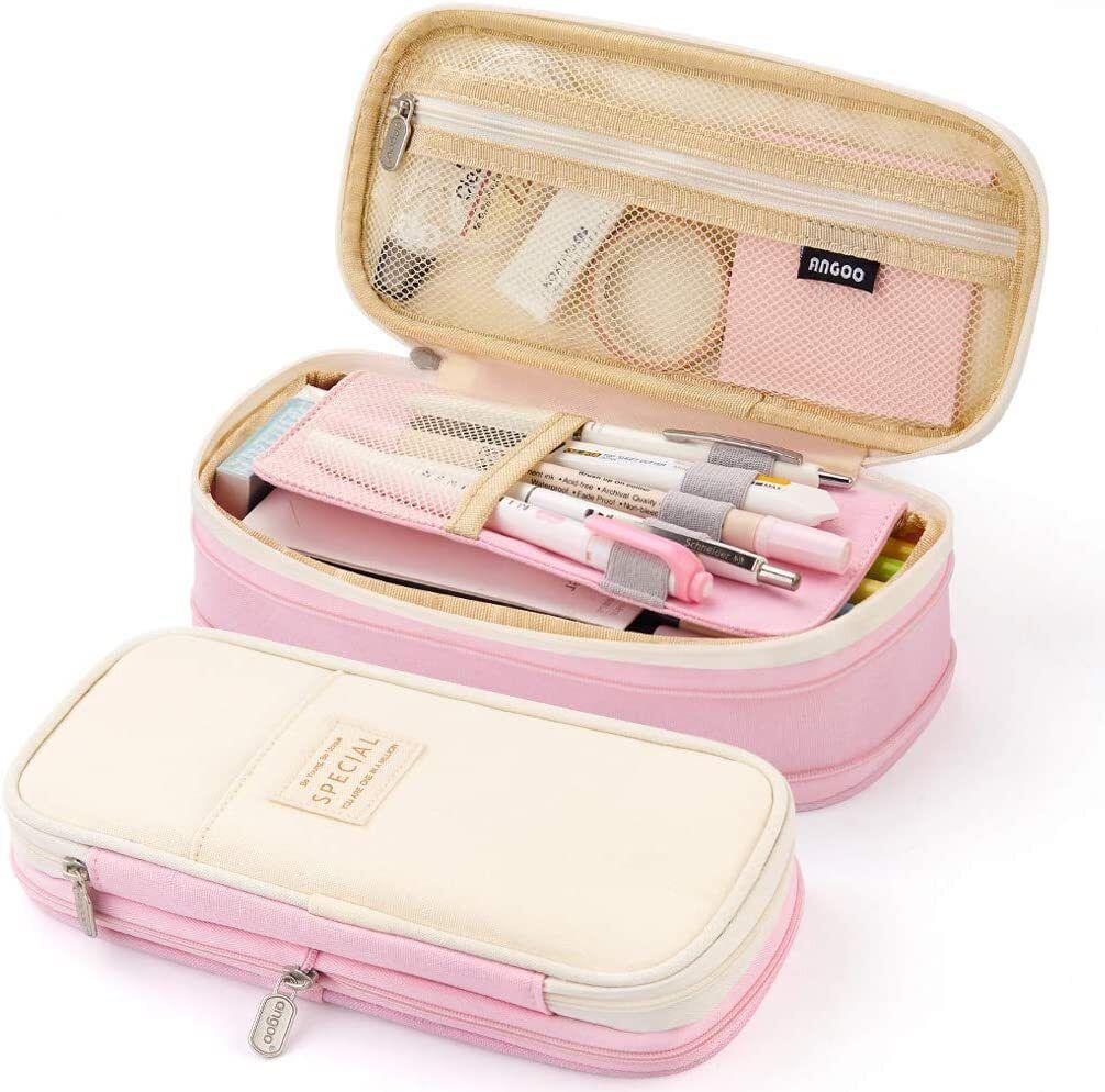dimoris Large Pencil Case Stationery Items for Girls and Boys, Canvas Bags Pencil Pouch Multi-Compartment Pencil Case for School & Kids’ Desk Organizer Art Plastic Pencil Box-picture-6