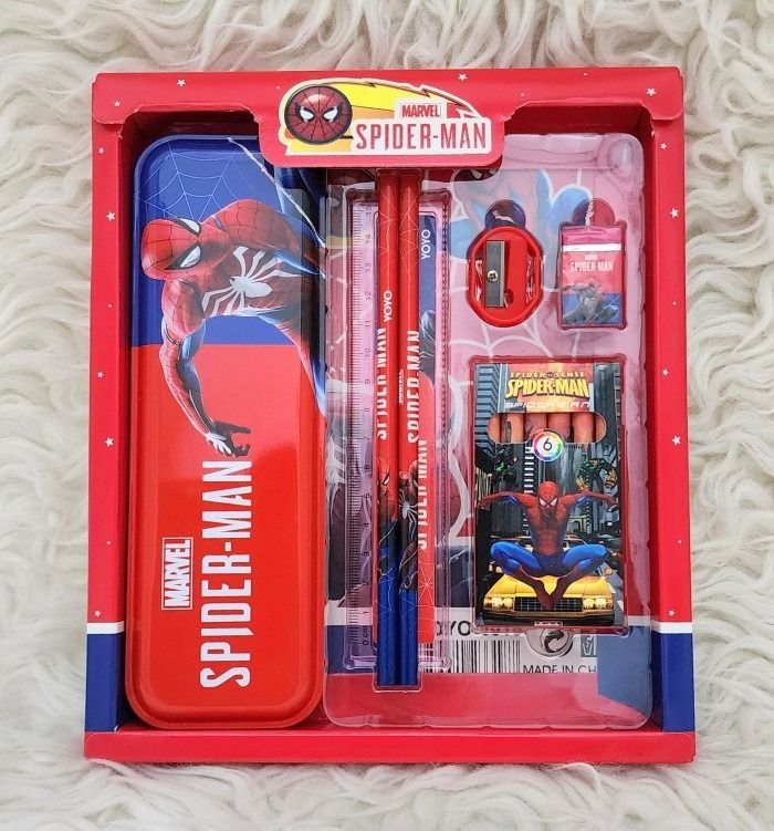 sannu 7 in 1 Spiderman Stationery Kit for Birthday Gift for Boys/Kids Spiderman Art Plastic Pencil Box-picture-10