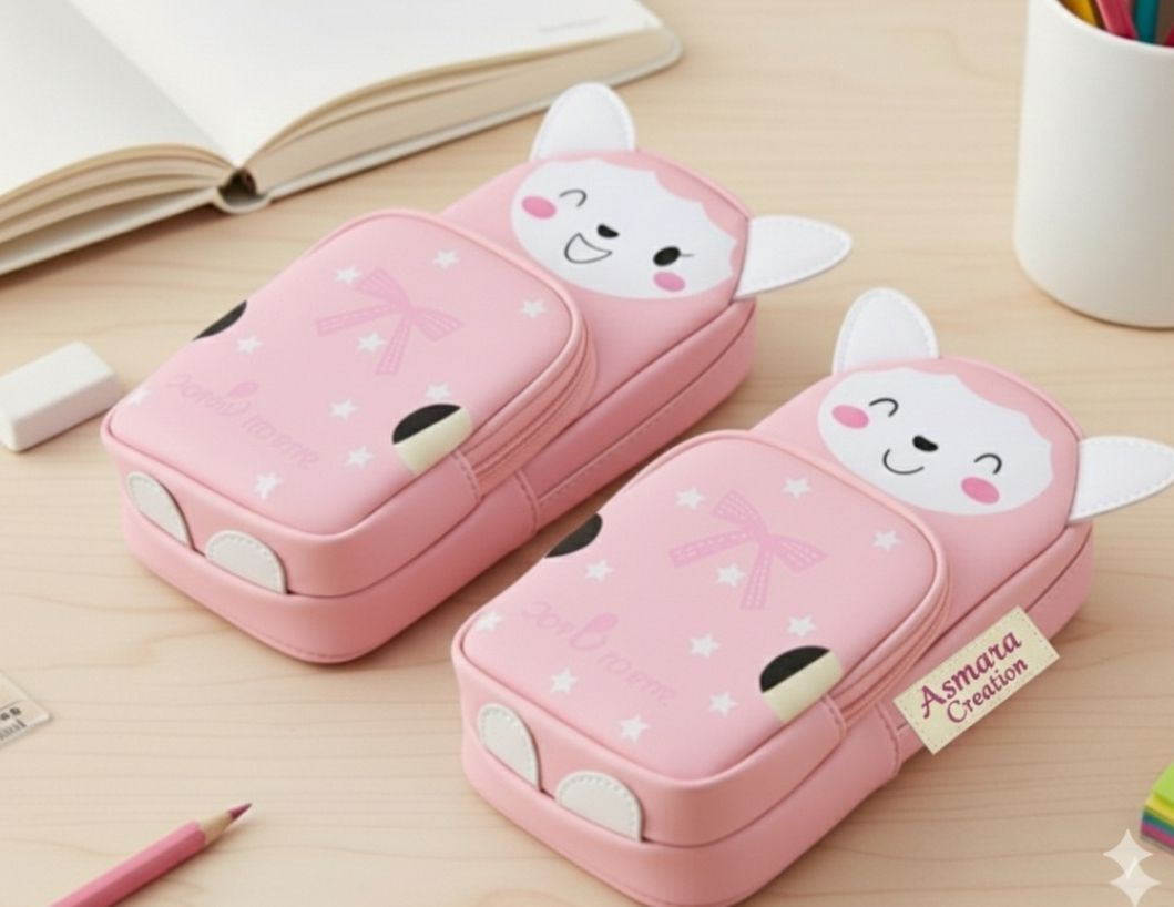 asmirahcreation (pack of 02) premium quality pencil case for school students Printed Art Artificial Leather Pencil Boxes-picture-20