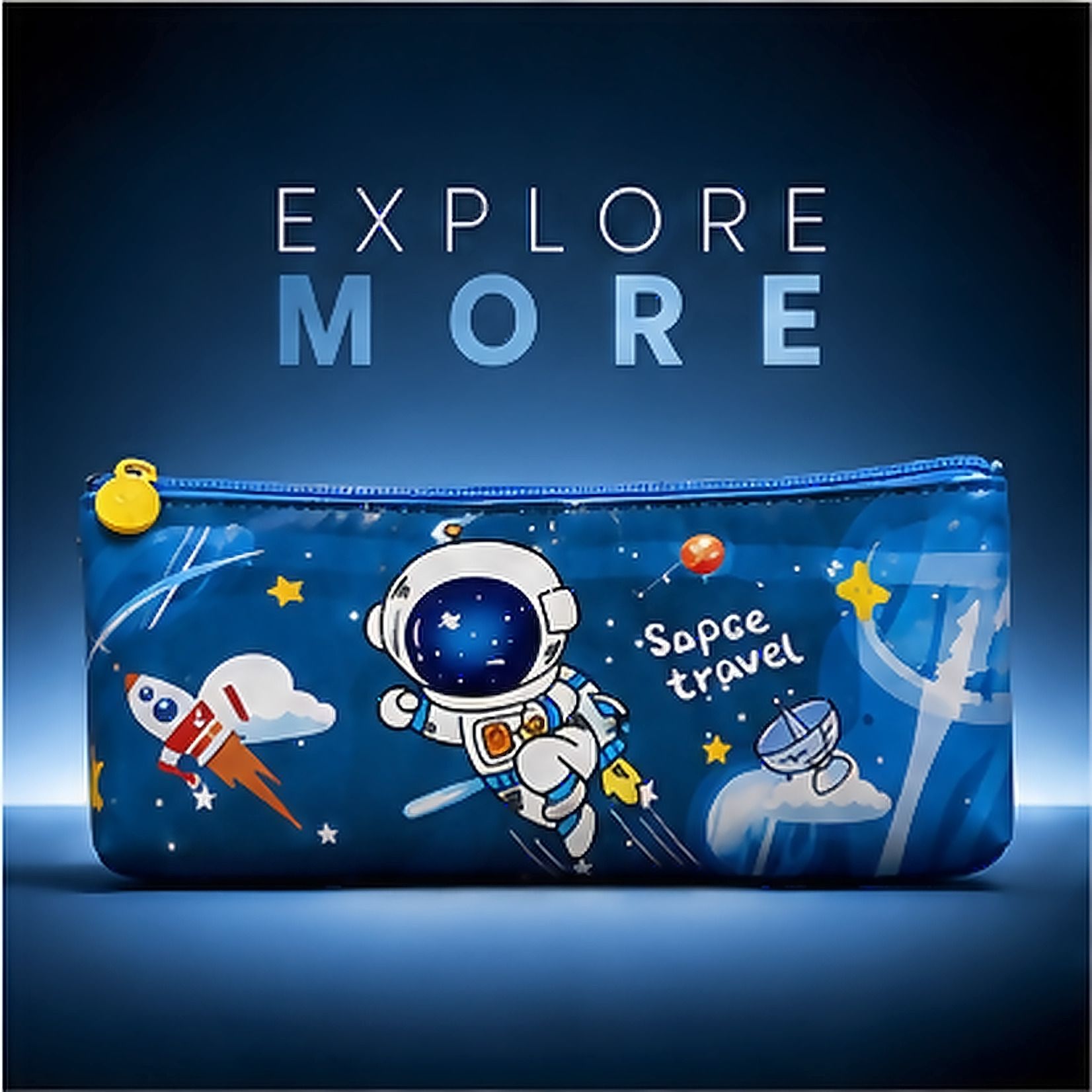 Space Space Astronaut Cartoon Art Art Polyester Pencil Box-image-30