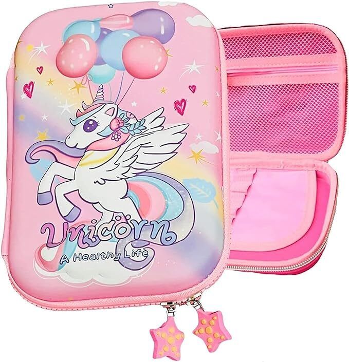 toxen Rainbow Balloon Unicorn Embossed Pencil Box Cute 3D Unicorn Large Capacity Organizer for Girls Kids Art EVA Pencil Box-picture-18