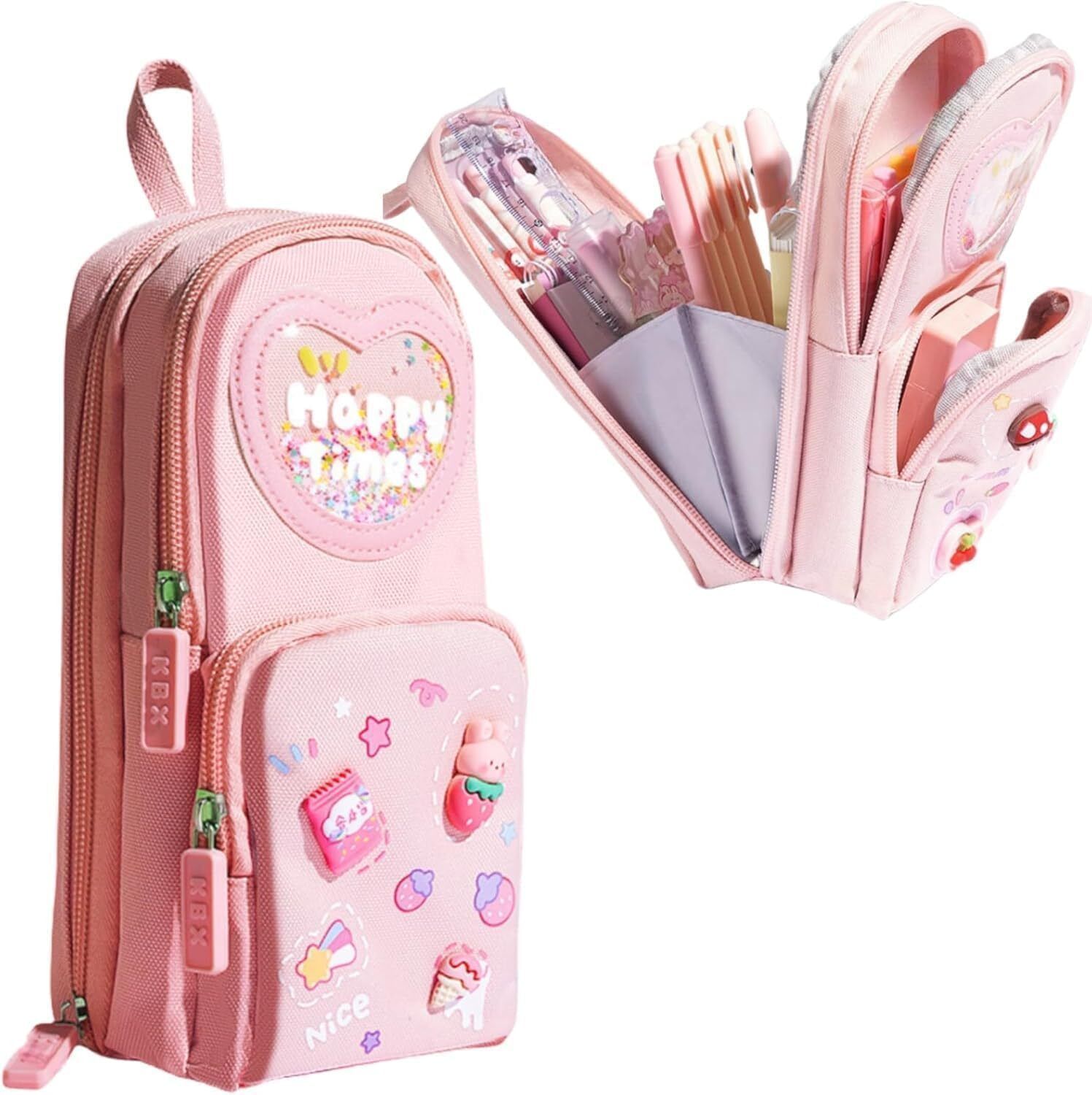 voroly Multifunctional Pouch For School Kids Kawaii Cute Aesthetic Pencil Case for Girls Art Polyester Pencil Box-picture-14