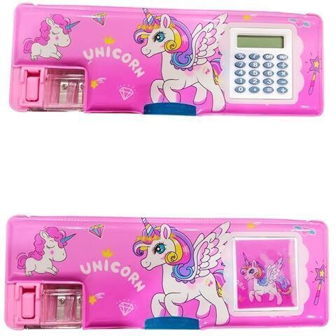 Magnetic Pencil Box / Geometry Box with Calculator & Dual Sharpener444 Princess Printed Stationery Case for Kids School Supplies Organizer for Girls Art Plastic Pencil Box-image-20