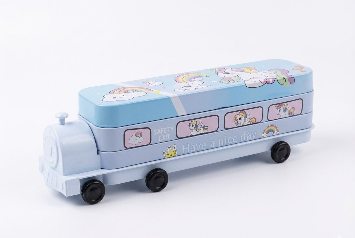 fusion fly Train geometry Cartoon Art Metal Pencil Box-picture-27