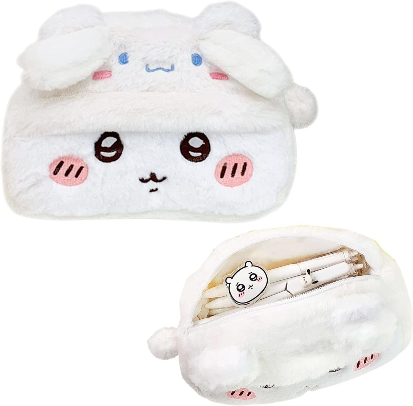 funblast Fur Pencil Pouch for Girls – Cute Cartoon Multi-Purpose Zipper Case Nature Art Plastic Pencil Box-picture-11