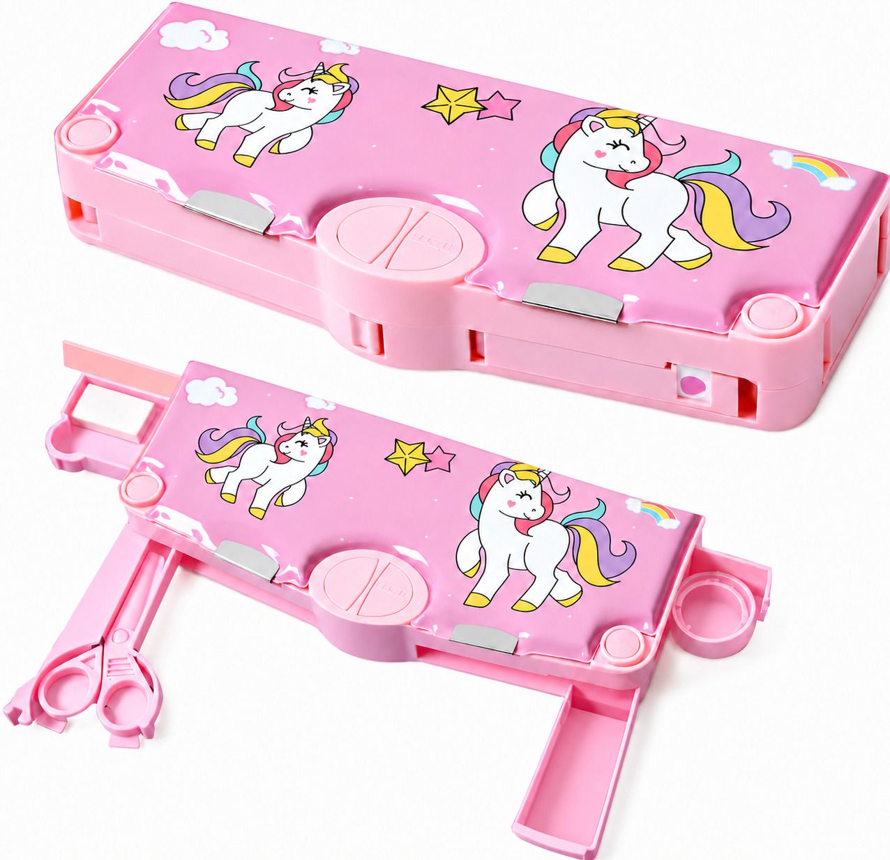 Premium Quality Stationery Pencil Box Combo with integrated scissors, tape Unicorn Art Polypropylene Pencil Box-image-30