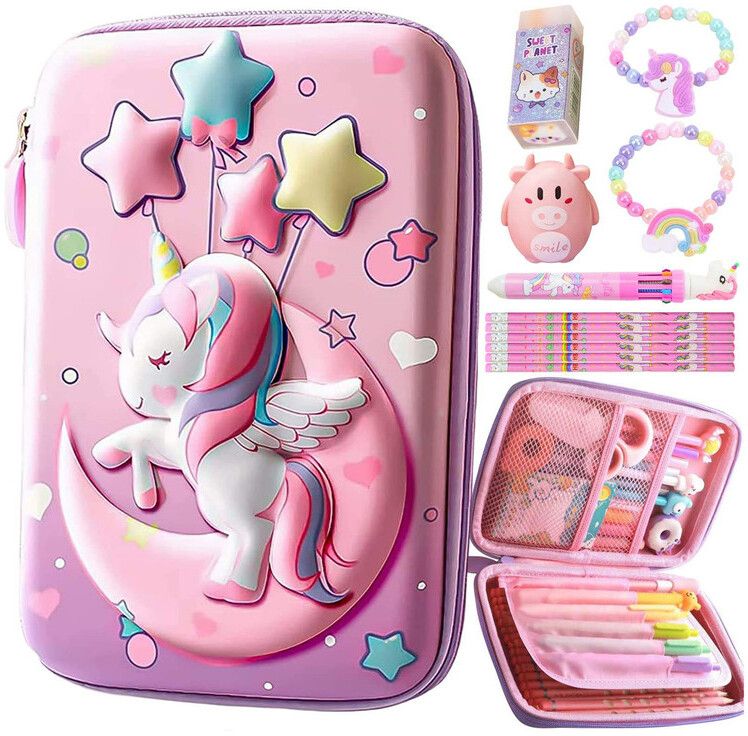 shopfinitive Cute 3D Pencil Punch Case Box cartoon Astronaut / Unicorn / Giraffe / Dinosaur Art EVA Pencil Box-picture-17