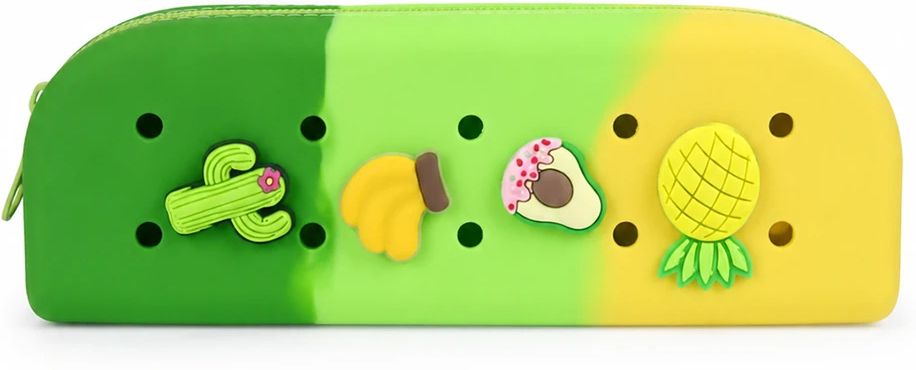 Zipper Pencil Case - Organizer Pouch for School, Office & Daily Use for Students Fruity Fun Nature-Inspired Charms, a cactus, bananas, avocado, and pineapple Art Plastic Pencil Box-image-16