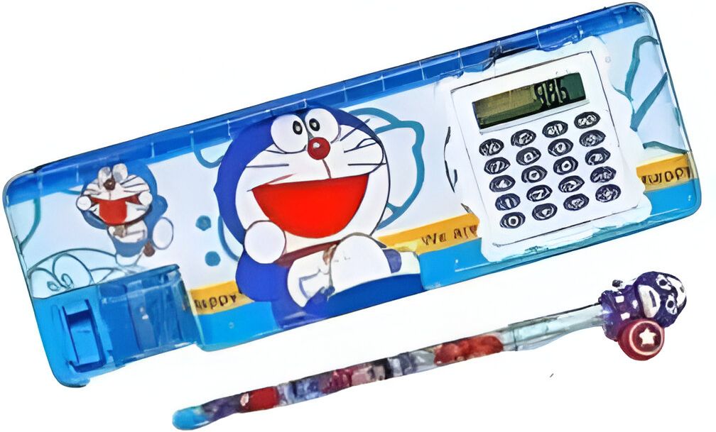 Blue Tech-Warrior 2-Piece School Set – Multi-Functional Calculator Pencil Box + Matching Premium Pencil for kids gift set Art Plastic Pencil Box-image-12