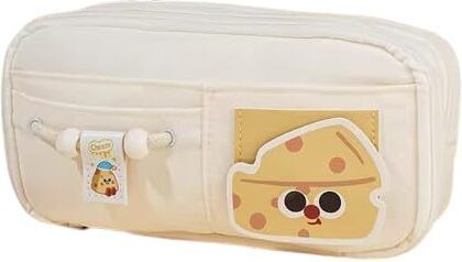 dimoris Cute knot Kawai Canvas Pencil Pouch for Girls & Boys Large Capacity Pencil Case Lucky Puppy 3 Layer 6 Compartment School Stationery Organizer Pencil Box for Kid Art Plastic Pencil Box-picture-2