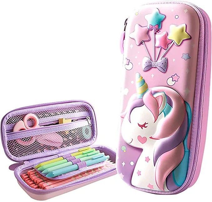 jellify 3D Unicorn Multipurpose Zipper Hard Print Pencil Pouch/ Unicorn Design Art EVA Pencil Box-picture-24