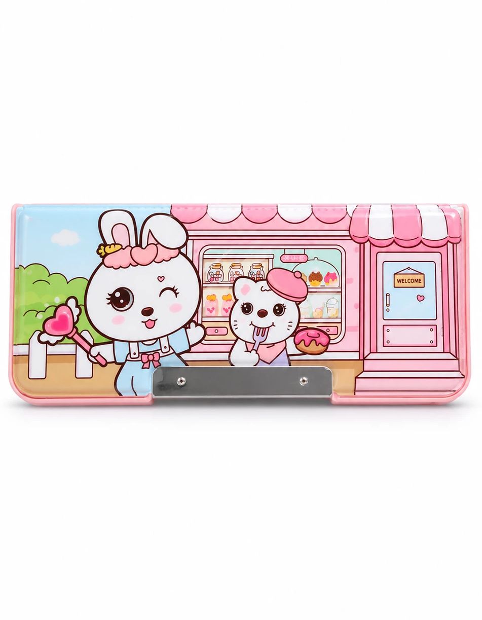 Multi-Compartment Pencil Case - Lightweight School Stationery Box for School The Magical Friends (Pink Theme) Art Plastic Pencil Box-image-47