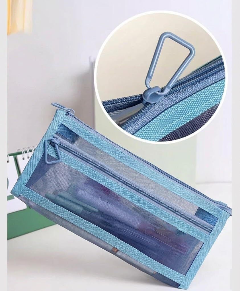 Mesh Transparent Pencil Case with Smooth Zipper pen Pouch Art Polyester Pencil Box-image-26