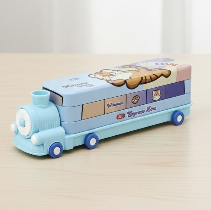 fusion fly CARTOON TRAIN GEOMETRY BOX Train Art Metal Pencil Box-picture-34