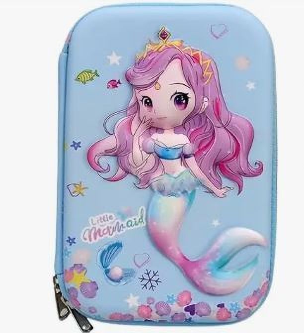 3D EVA Pencil Case - Blue Mermaid Designer Pencil Pouch for Kids Mermaid Art EVA Pencil Box-image-46