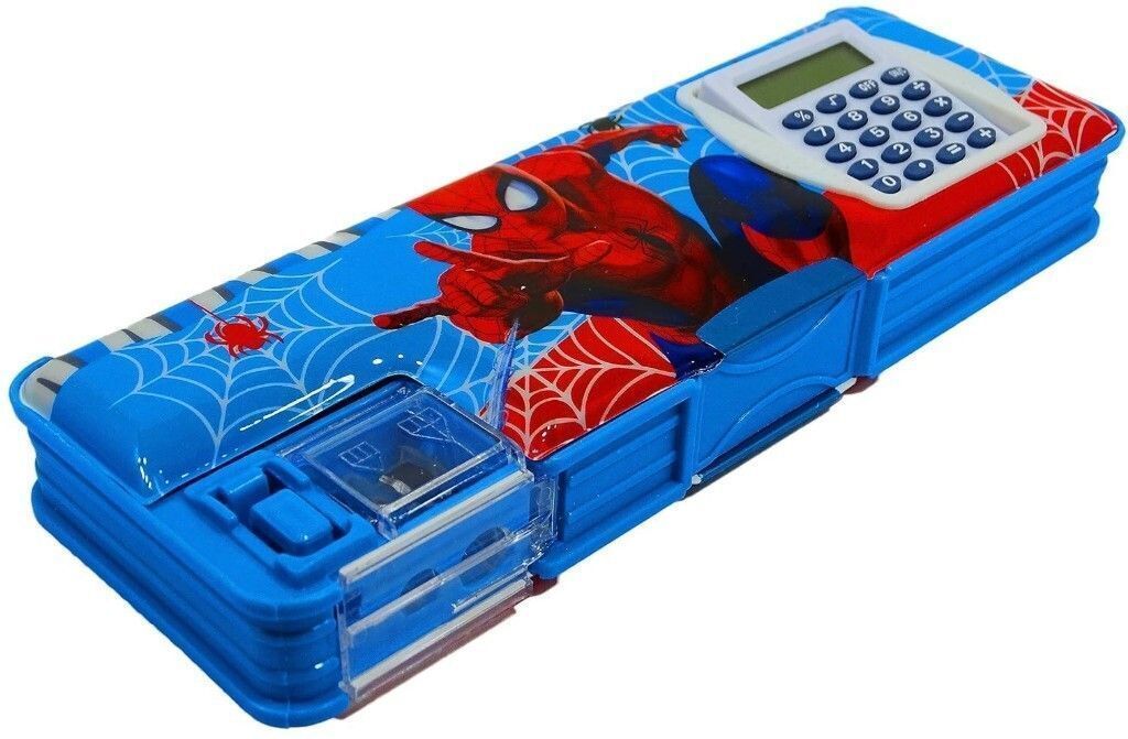trendy one Spiderman Multipurpose Printed Pencil Box for Kids Magnetic Pencil Box with Calculator and Dual Sharpener for Boys and Girls Art Plastic Pencil Box-picture-12