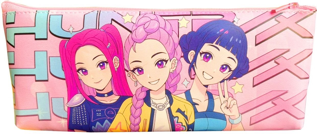 leovin Kpopp Deemonn Hunteerr Anime Girls Pencil Case Pink, Zipper Pouch, 20 x 10 cm | Cute Stationery Bag for Kids Art Plastic Pencil Box-picture-0