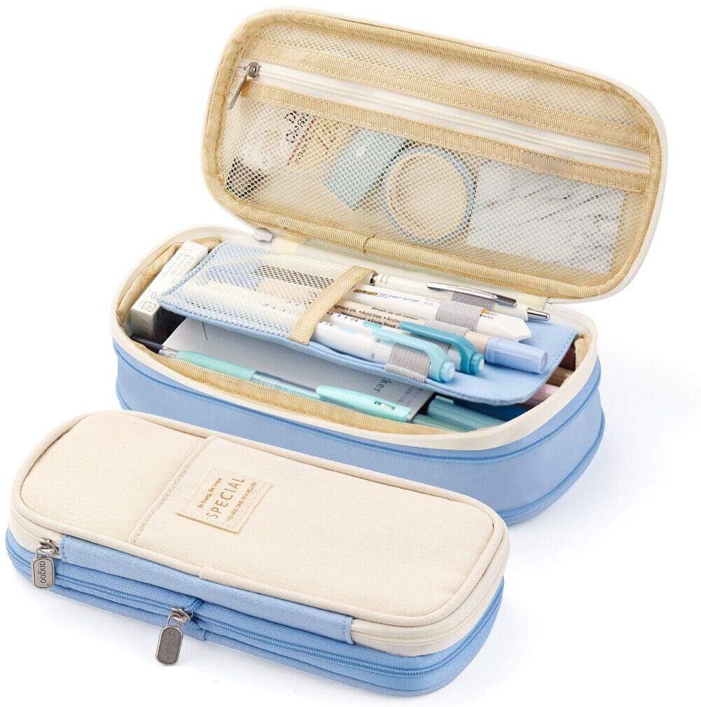 shivom Large Capacity Pencil Pouch Expandable with Double Zipper for Kids Geometry Box-picture-32