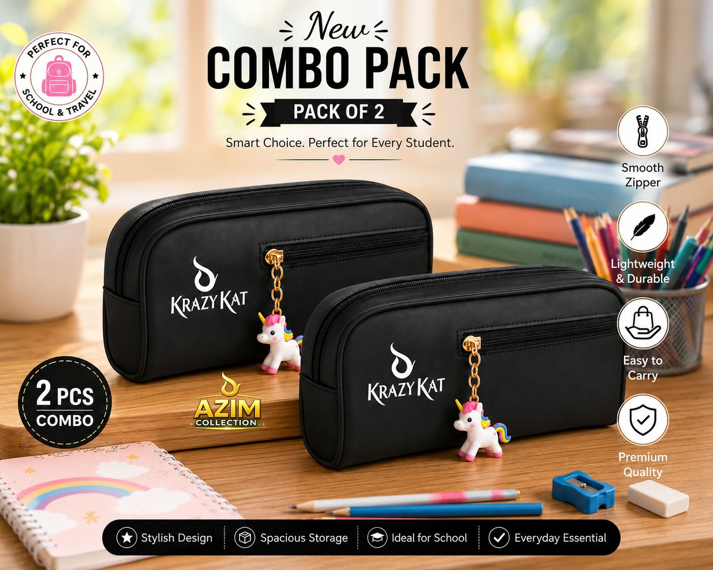 pouch zipper, keychain Art Artificial Leather Pencil Boxes-image-42