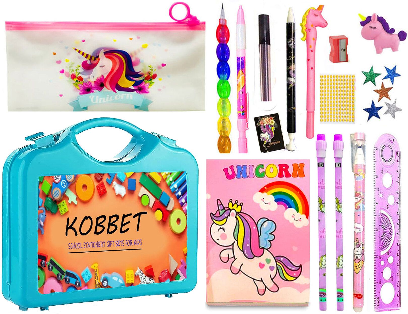 neel Unicorn Stationery Set for Girls Return for Birthday Parties for Kids Stationery with Suitcase All Stationery Party Favor Return Gift Set Art Plastic Pencil Box-picture-20